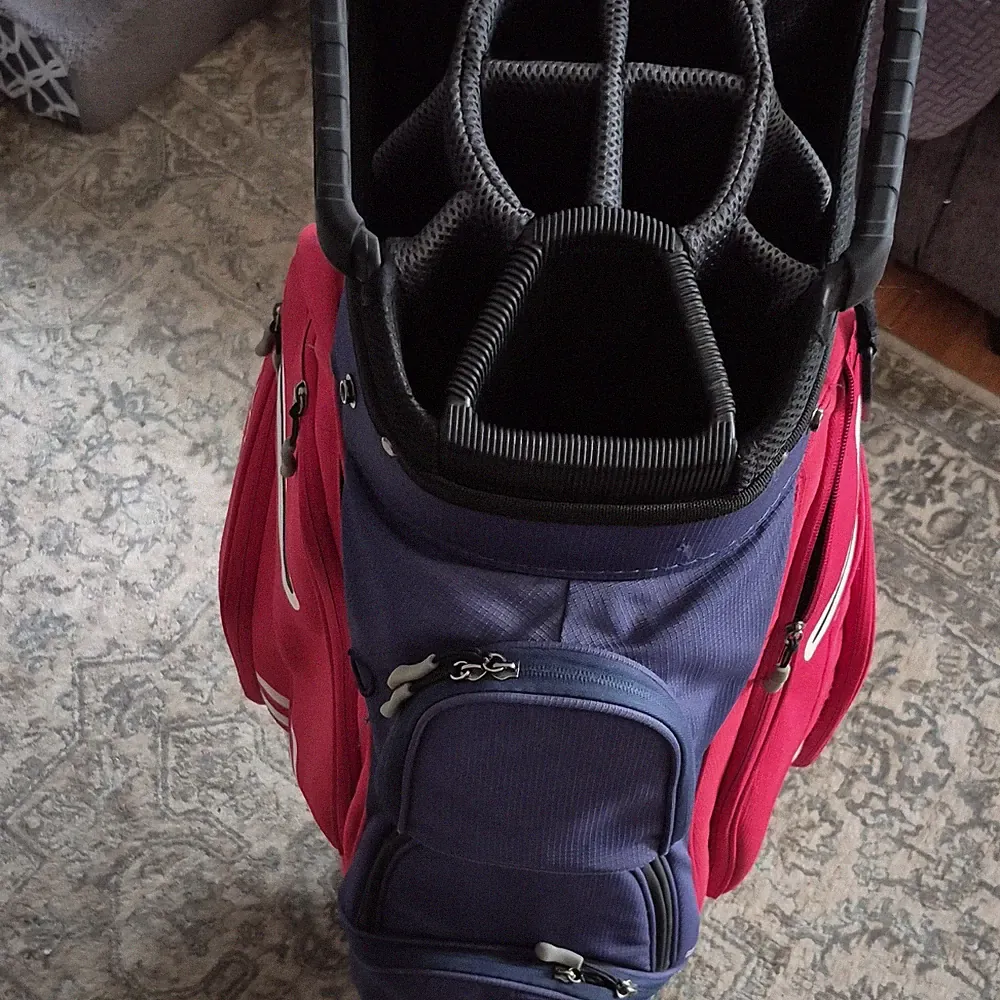 Maxfli Honors+ Golf Club Cart Bag 14 Way Red White Blue W/ Rain Hood