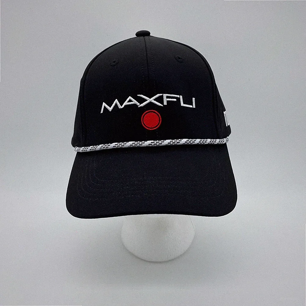 Maxfli Men's Braided Core Hat Cap Golf Nylon Spandex Black Logo OSFM Adjustable