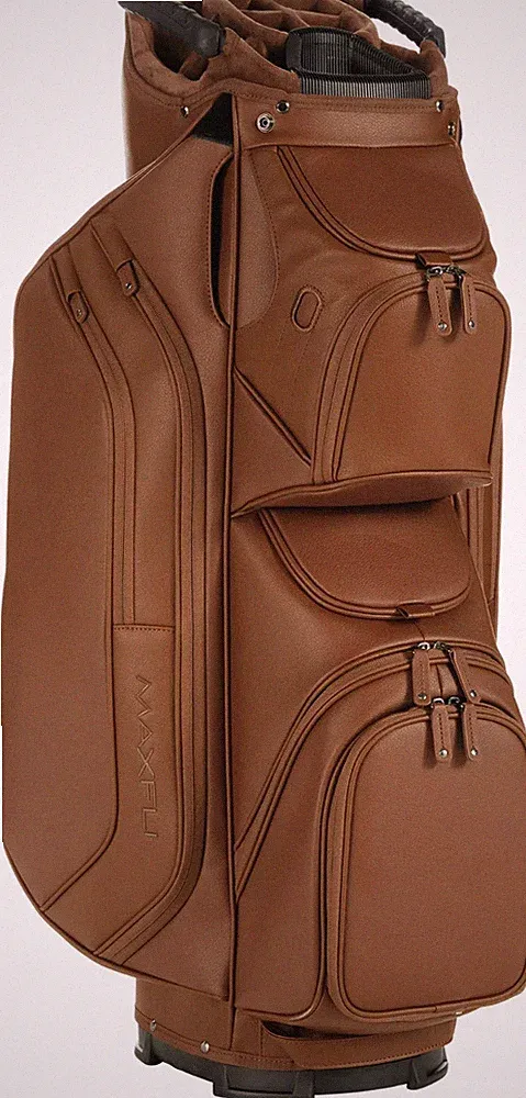 Maxfli Modern Classic Cart Golf Bag 14-Way Divider Synthetic Leather Brown