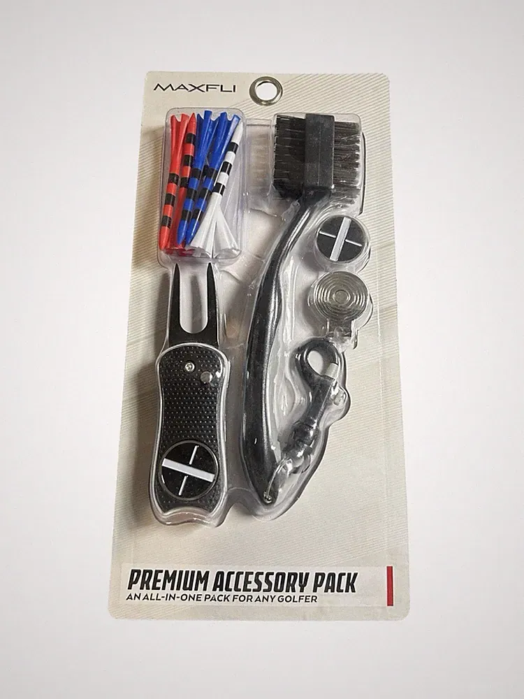 Maxfli Premium Golf Accessory Kit - Brush, 6 Tees, Hat Clip Magnetic Divot Tool