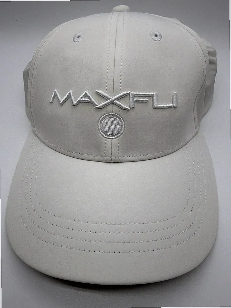 Maxfli Tour Men’s White Tech Golf Hat 3D Logo Adjustable Strapback OSFM