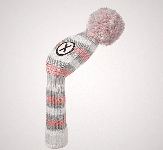 Maxfli Women's Vintage Style Pink Pom Knit Hybrid Headcover X