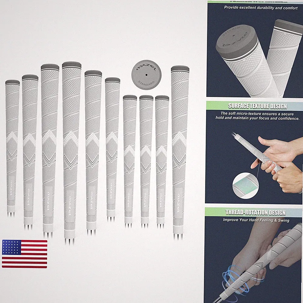 MAZEL Golf Club Grips 10 Pack Midsize/Standard 5 Colors Multi-Use Set Midsize