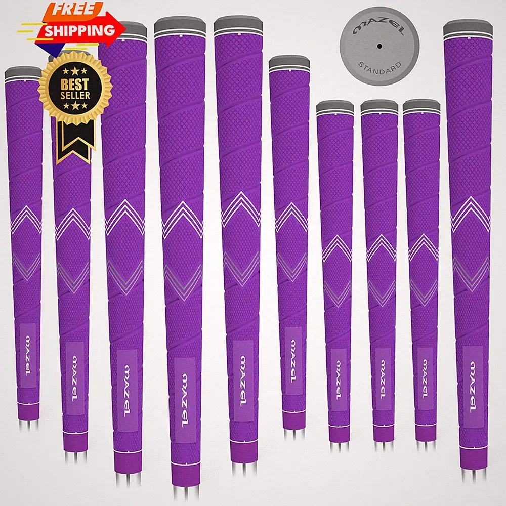 MAZEL Golf Club Grips for Men - 10 Pack - Non-Slip Micro-texture High Black