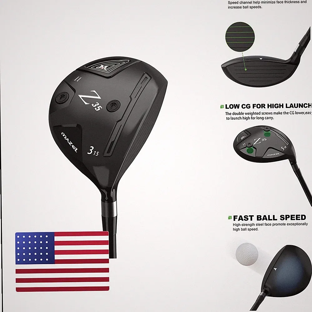 MAZEL Z35 Mens Golf Fairway Wood 3 Wood Right Handed Graphite Black 2024 Regular