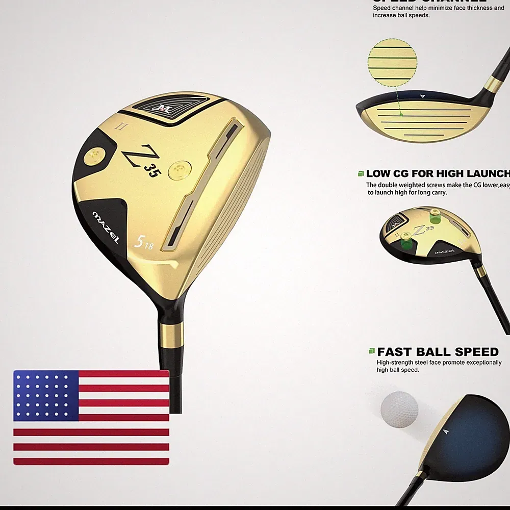 MAZEL Z35 Mens Golf Fairway Wood 5 Wood Right Handed Graphite Gold 2024 Model