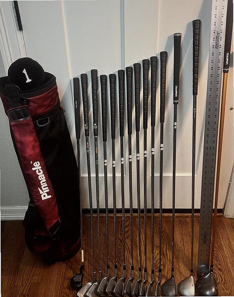 Men’s 14-Club Stiff Golf Set Cleveland Driver 3w 5w Pinnacle Irons 3-LW/Bag/Putt