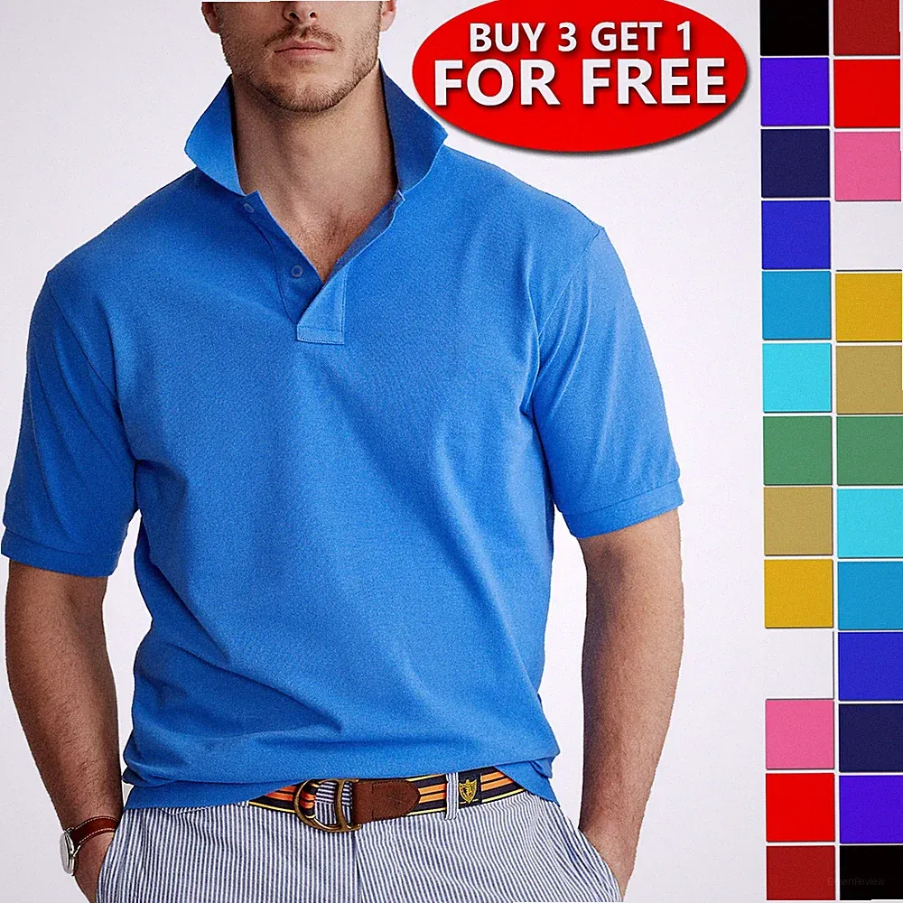 Men's Causal Cotton Polo Shirt Jersey Short Sleeve Sport Causal Golf T Shirt