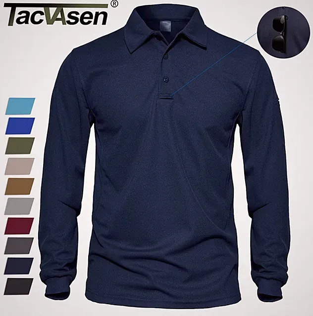 Men's Golf Polo Shirts Long Sleeve Moisture Wicking Performance Hiking Work Polo