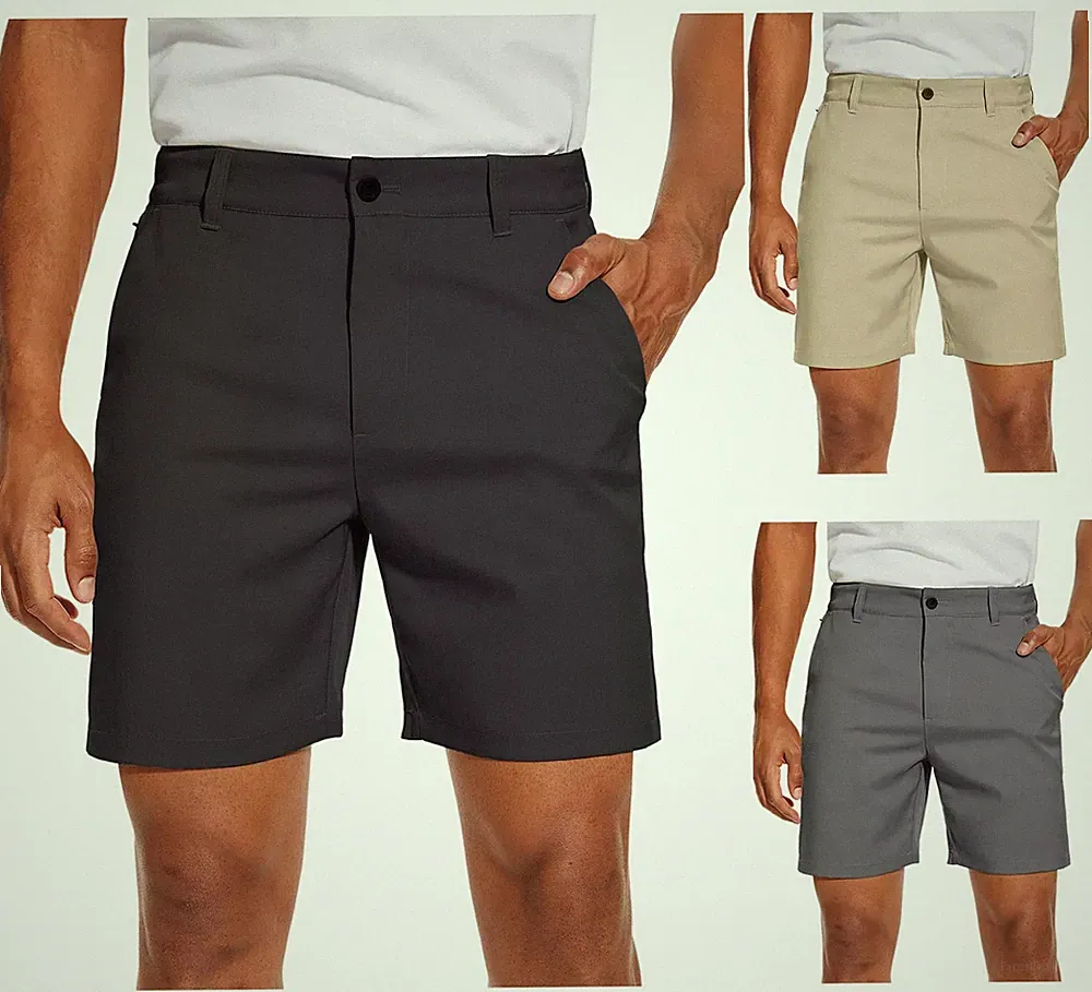 Men's Golf Shorts Flat Front Lightweight Quick Dry Pockets Flex Dress 7'' Pants