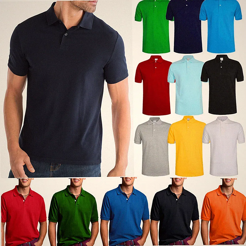 Men's Polo Shirt Dri-Fit Quick-Dry Golf Sports Tee Cotton Jersey Plain T Shirt