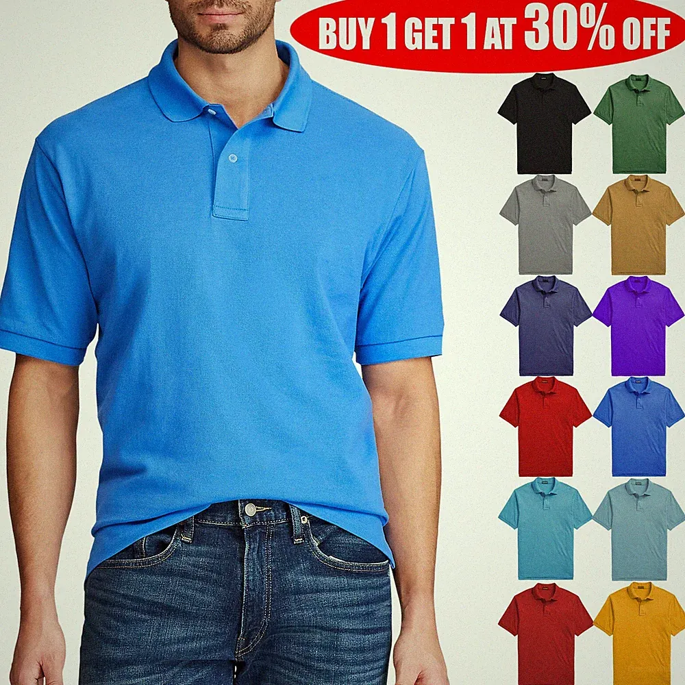 Men's Polo Shirt Golf Sports Cotton Short Sleeve Jersey Casual Plain T Shirt