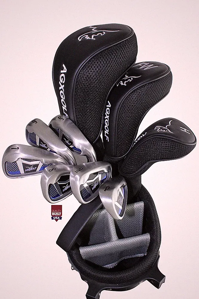 MEN'S RIGHT HAND SENIOR FLEX FULL GOLF SET wDRIVER+3 WOOD+HYB+5-9+PW+SW+PTR+BAG