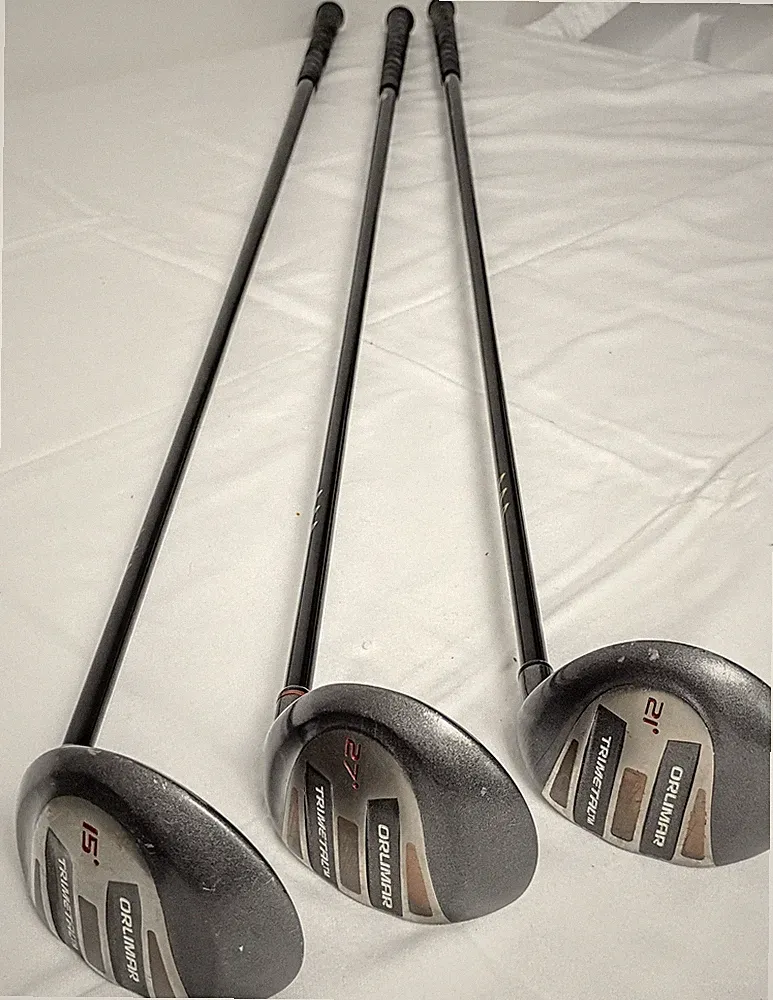 Men's Set Of Orlimar Tri Metal Woods 15 21, 27 Degree Right Handed Golf Clubs
