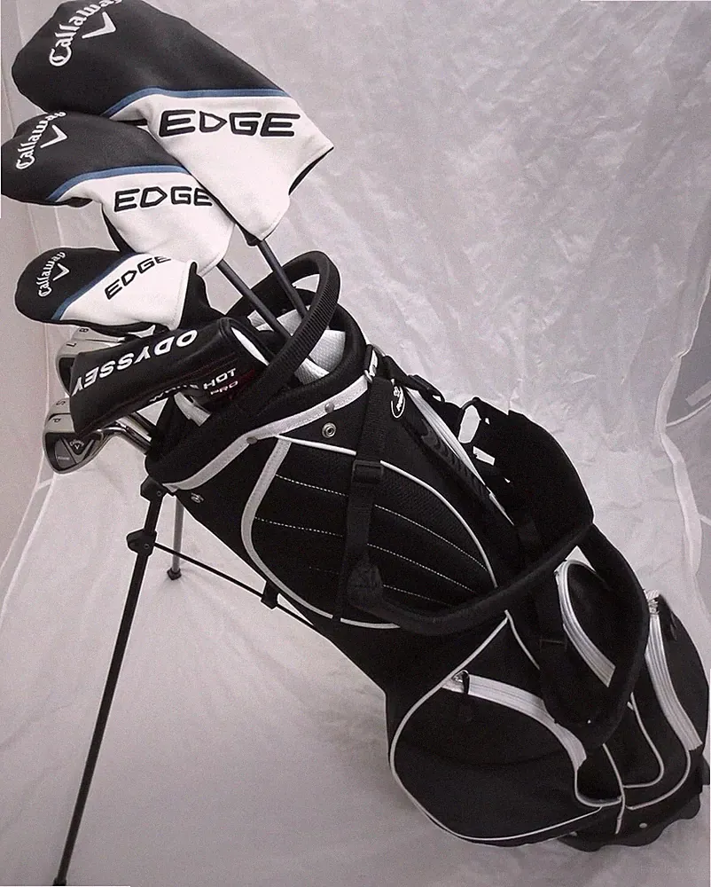 Mens Callaway Golf Club Set Driver Wood Hybrid Irons Odyssey Putter Bag Reg
