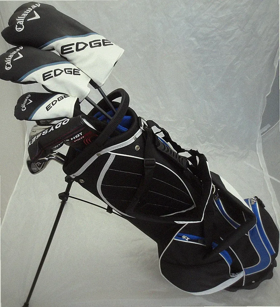 Mens Callaway Golf Club Set Driver Wood Hybrid Irons Odyssey Putter Bag Reg
