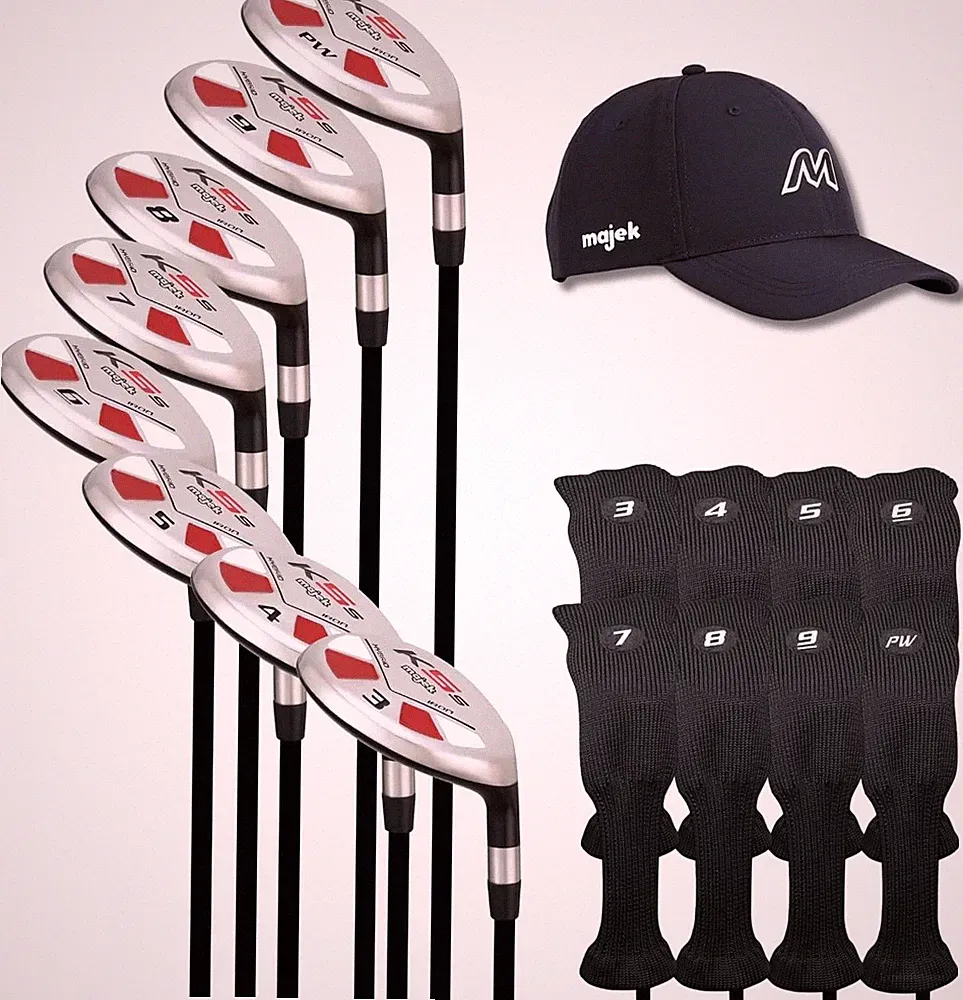 Mens Majek Golf K5 Hybrid Clubs Set #3-PW + Headcovers + Hat (GRIP OPTIONS)
