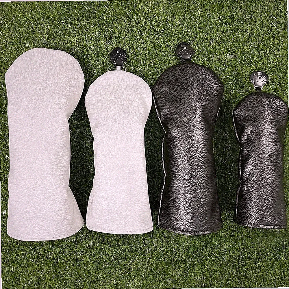 Minimalist Black White Golf Club Head Covers Driver Woods Hybrid UT Head Covers