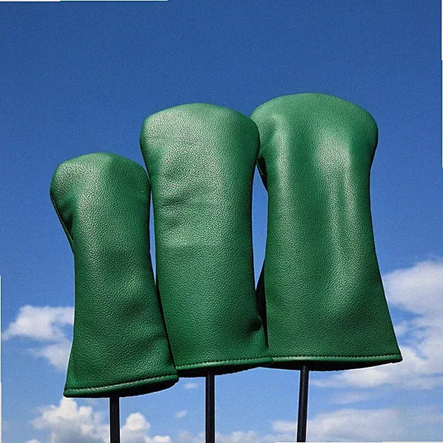 Minimalist Pure Green Golf Club Head PU Covers Driver Woods Hybrid UT Head Cover