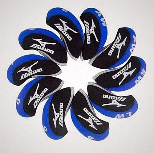 MIZUNO Blue & Black Color Golf Iron HeadCover 10 pcs Set Head Covers Neoprene US
