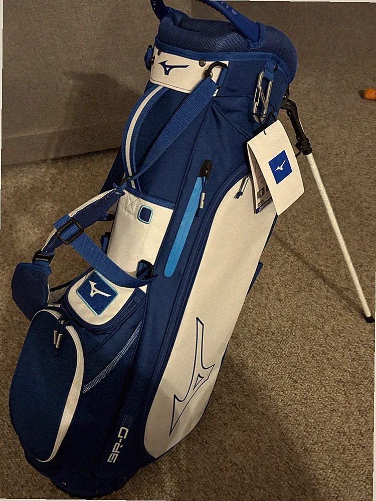 Mizuno BR-D3 Lightweight Carry Golf Stand Bag White / Blue - 4 Way Divider