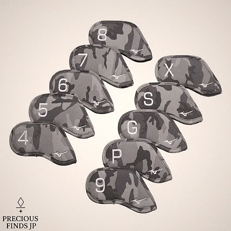 MIZUNO Golf Iron Covers 10pcs Set Gray Camo Golf Club Headcovers Japan