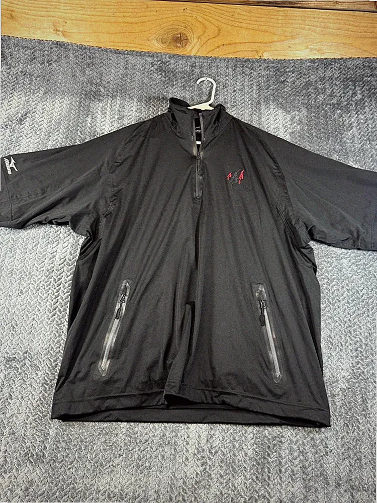 Mizuno ImpermaLite Flex Golf Rain Jacket Mens Black Logo Performance Quarter Zip