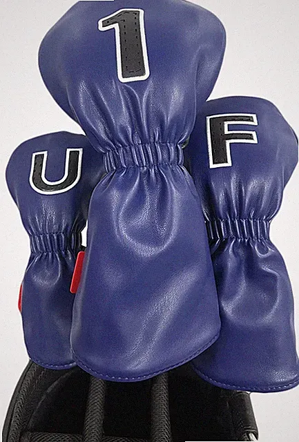 Navy Blue/Black Two-Sided Number 1FU Golf Wood Club Head Cover for Driver FW UT
