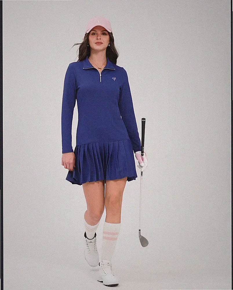 Navy Blue Polyester& Elastane Golf Top Athletic Dress Size Small