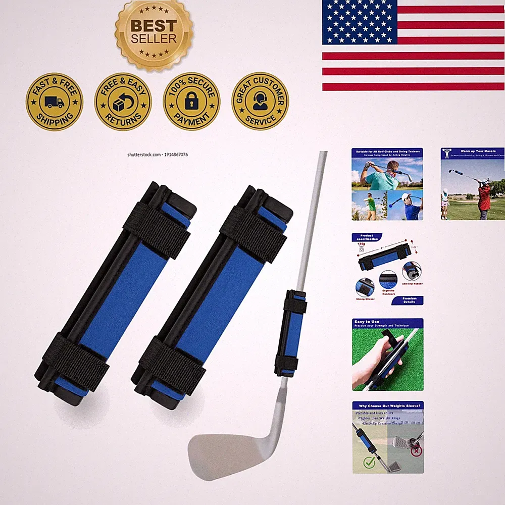 Navy Rubber Golf Swing Weights - Practice Tool for All Golf Clubs, 120g Each