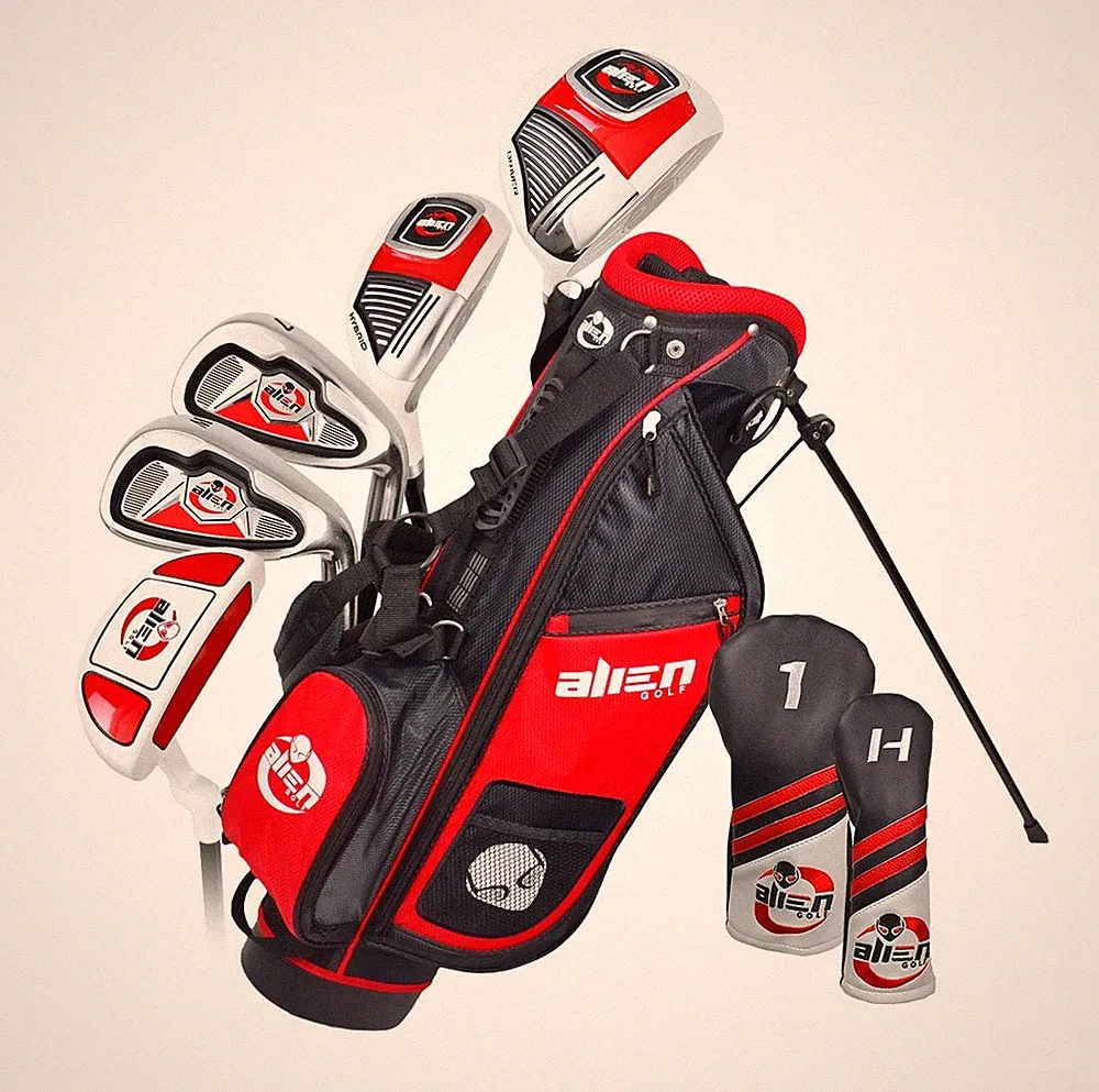 New Alien Golf Junior 8 Piece Set With Bag (Ages 9-12) Red/Black