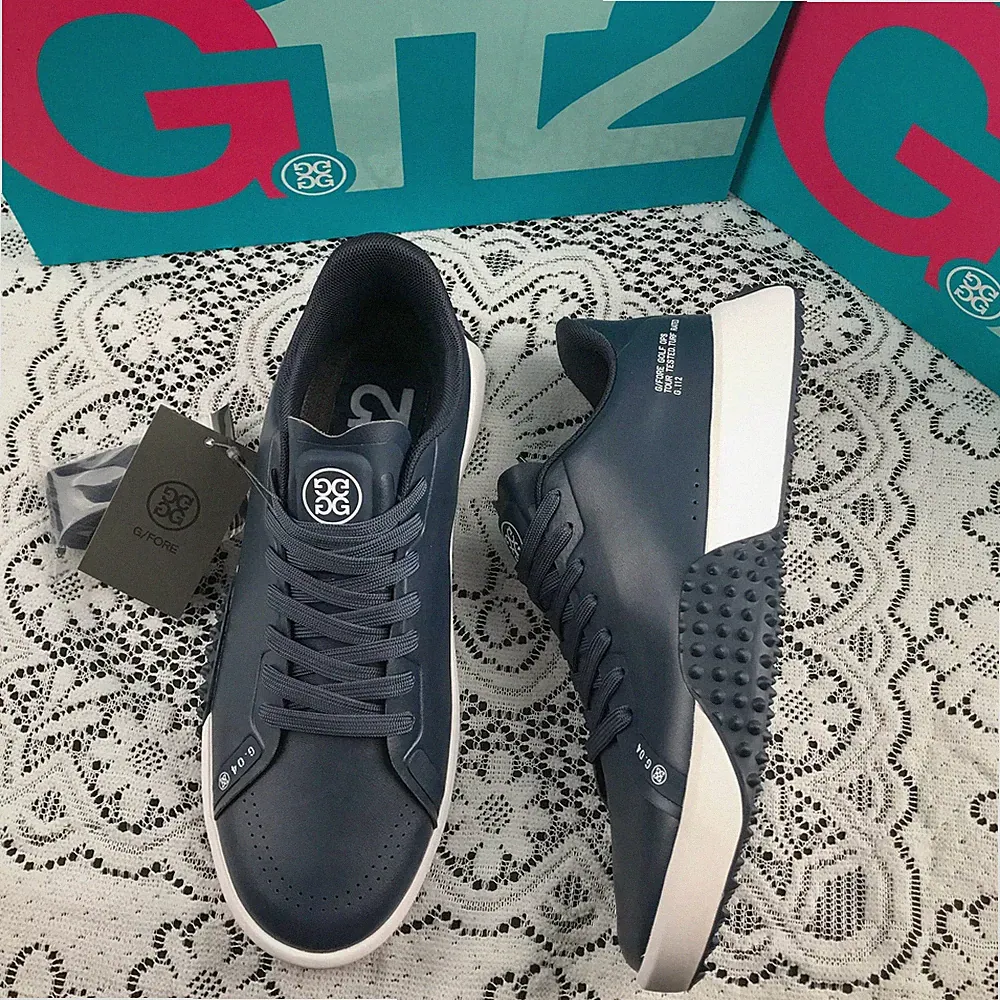 NEW G/FORE G.112 Men's TWILIGHT Golf Shoes Navy Blue Leather Black Sneakers