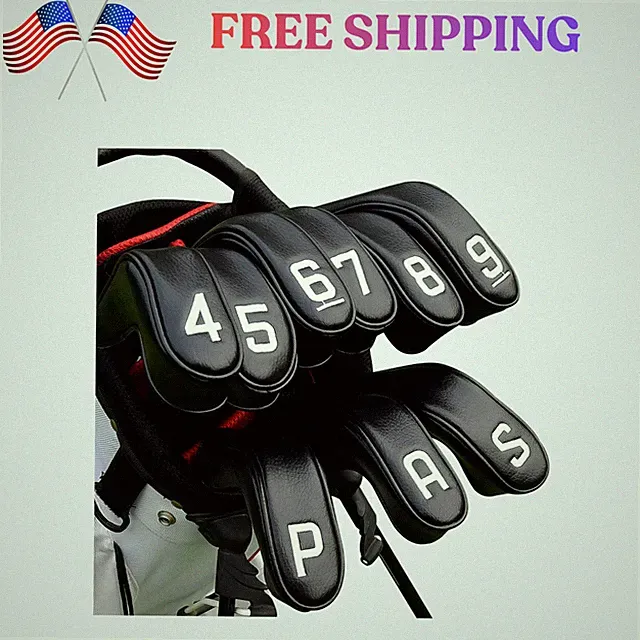 NEW Golf Hybrid Iron Head Covers 9PCS Long Club Cover Set with Big Numbers