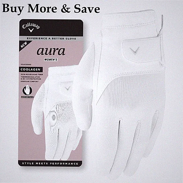 NEW Lady Callaway Aura Leather-Palm Golf Glove White - Pick the Size