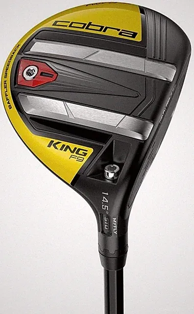 New LH Cobra King F9 Yellow 3-4 14.5 Fairway Wood Atmos Regular W/Headcover