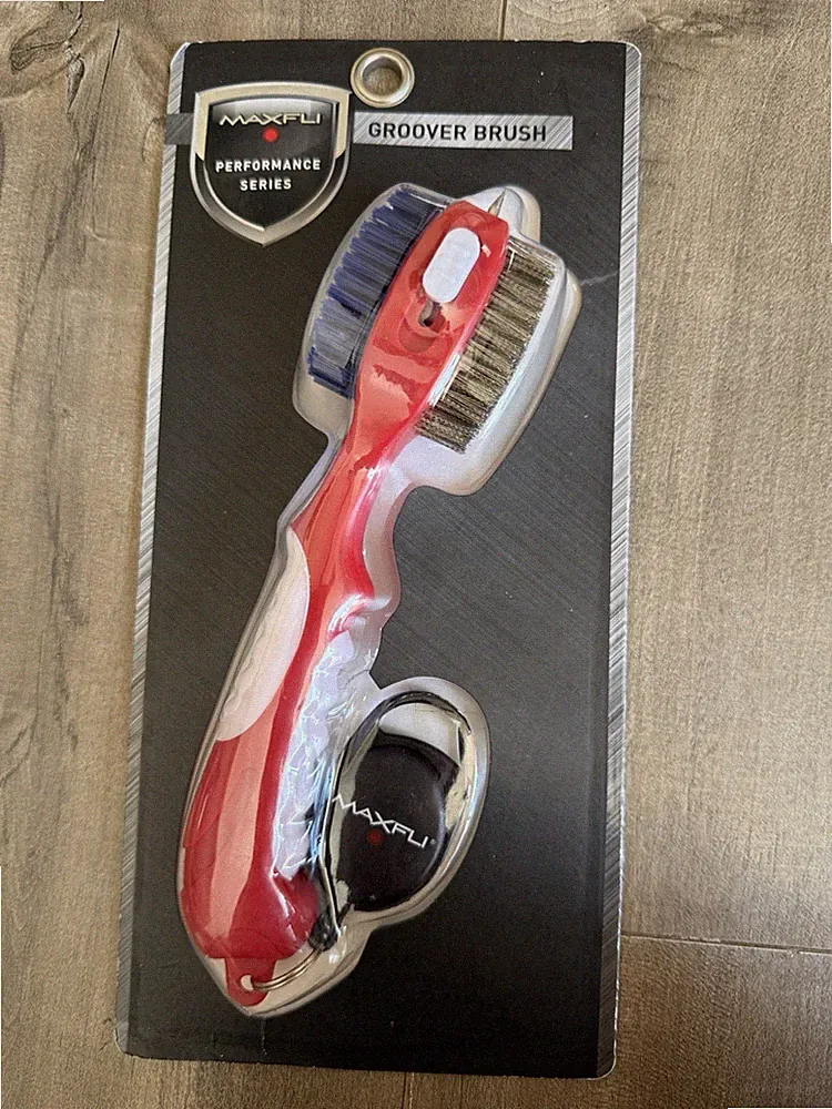 NEW Maxfli Groover Brush Golf Performance Series Red Retractable Clip Multi Tool