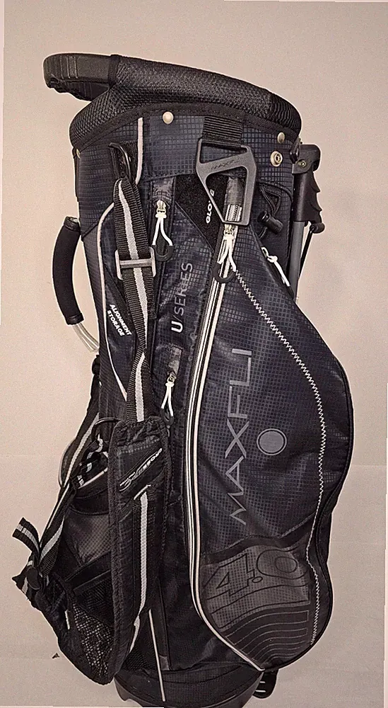 NEW MAXFLI U Series Flo-Bag 4.0 5-Way Black/Gray Golf Bag Stand & Cart Bag