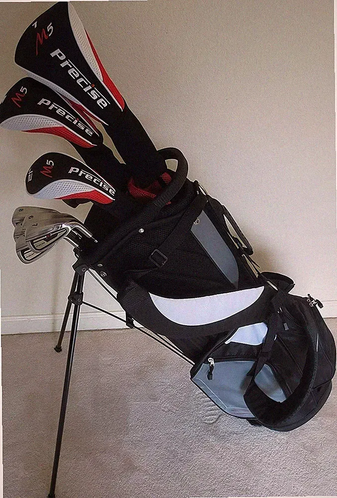 NEW Mens Complete Golf Club Set Driver Wood Hybrid Irons Putter & Bag Reg Flex