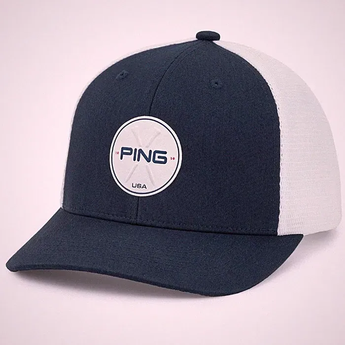 New Ping Stars & Stripes Trucker Navy/White Adjustable Snapback Hat/Cap