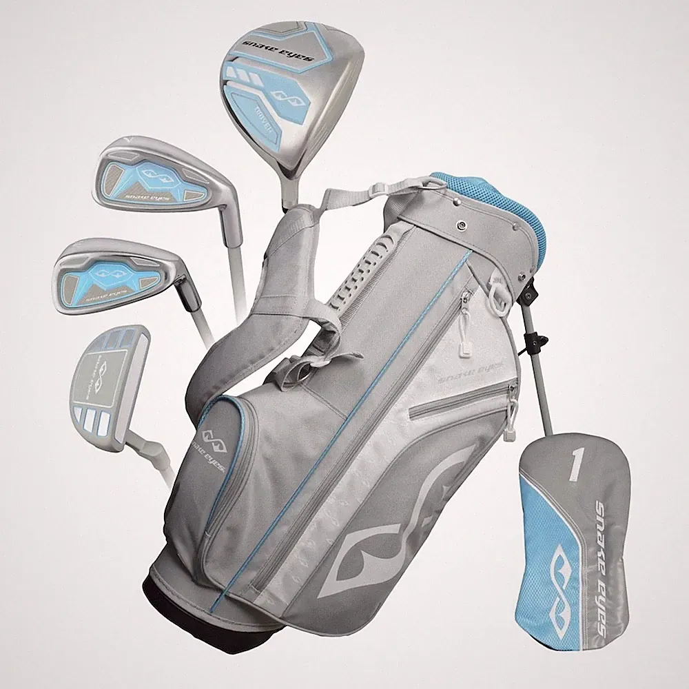 New Snake Eyes Golf Junior Girls 6-Piece Set Ages 6-8 Grey/Light Blue