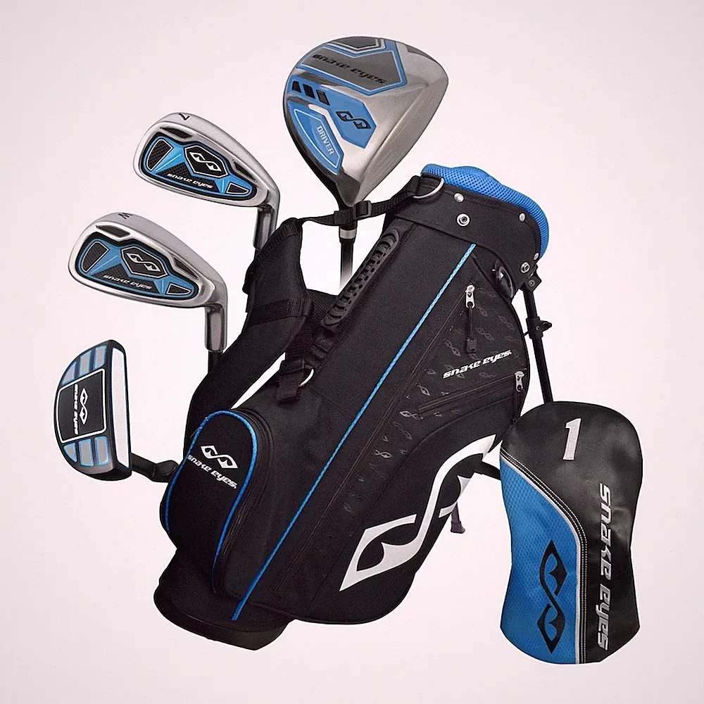 New Snake Eyes Golf LH Junior Boys 6-Piece Set Ages 6-8 Black/Blue (Left Handed)