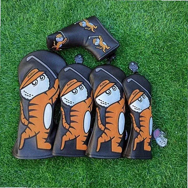New Style Big tiger wooden pole cover driver wood hybrid putter golf club cover