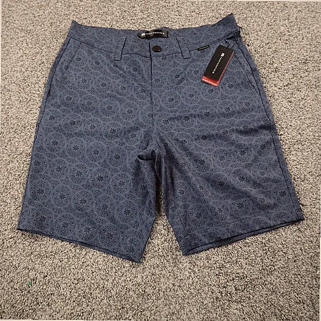 NEW Travis Mathew Shorts Mens 30 Blue Chino Golf Performance Stretch Geometric