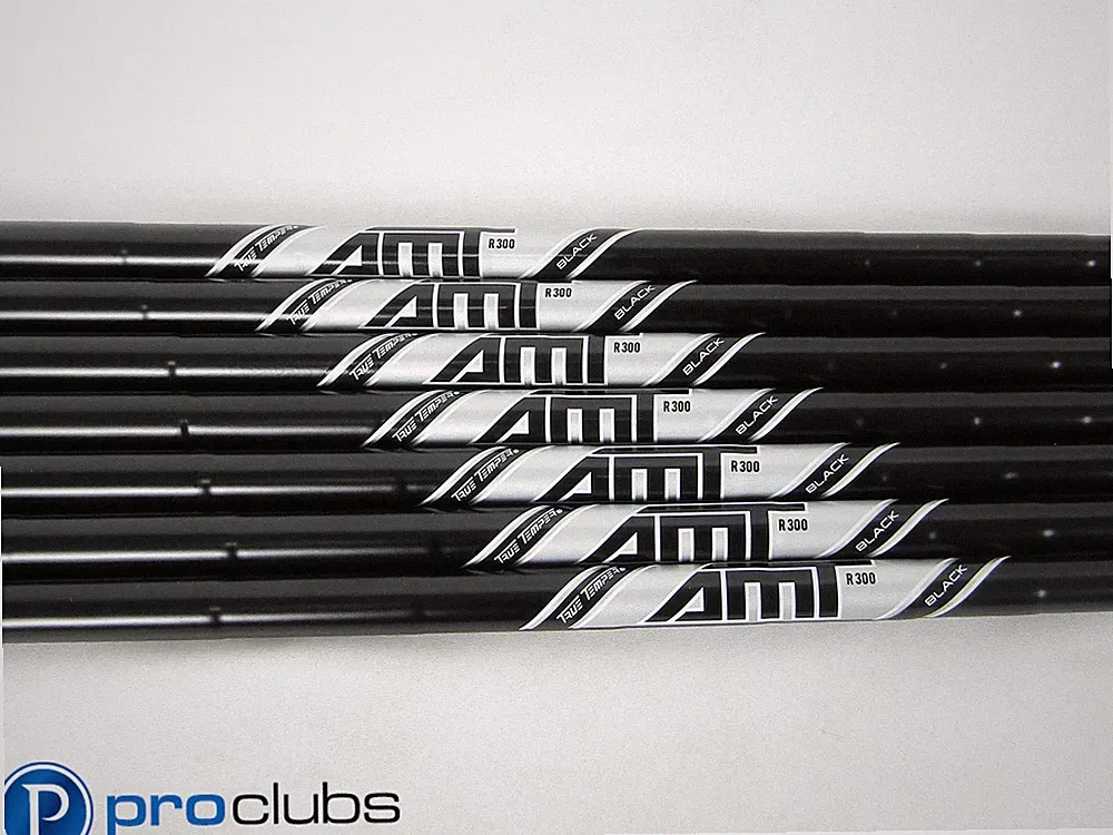 NEW TRUE TEMPER AMT BLACK ONYX PCB R300 REGULAR FLEX STEEL IRON SHAFTS 4-PW .355