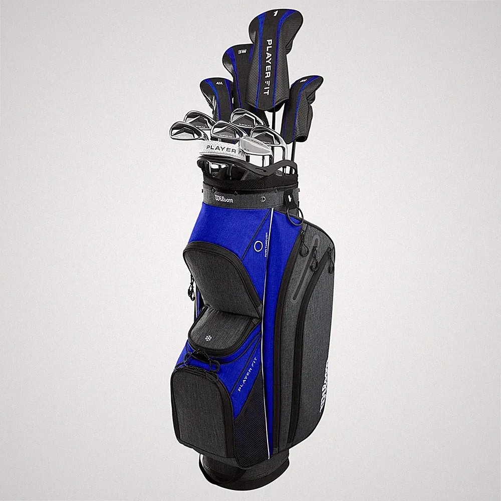NEW Wilson PlayerFit Mens Set w/ Cart Bag Driver Graphite Irons Putter Regular