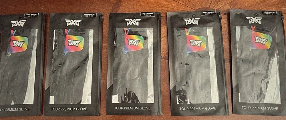 NIB 5 PXG Men's Medium BLK Pride Tour Premium Golf Gloves-100% Cabretta Leather