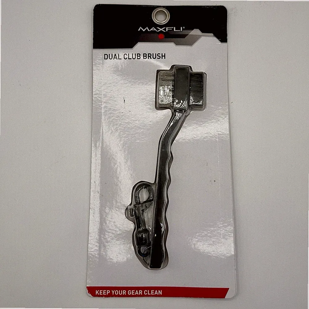 NIB Maxfli Dual Club Brush Black W/ Clip Golf Accessory