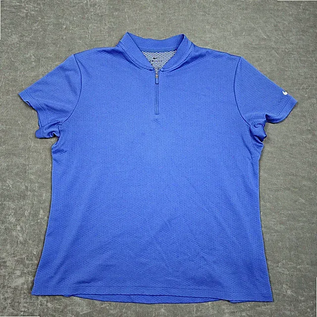 Nike 1/4 Zip Polo Shirt Women XL Blue Short Sleeve Dri-FIT Golf Blade Collar Top