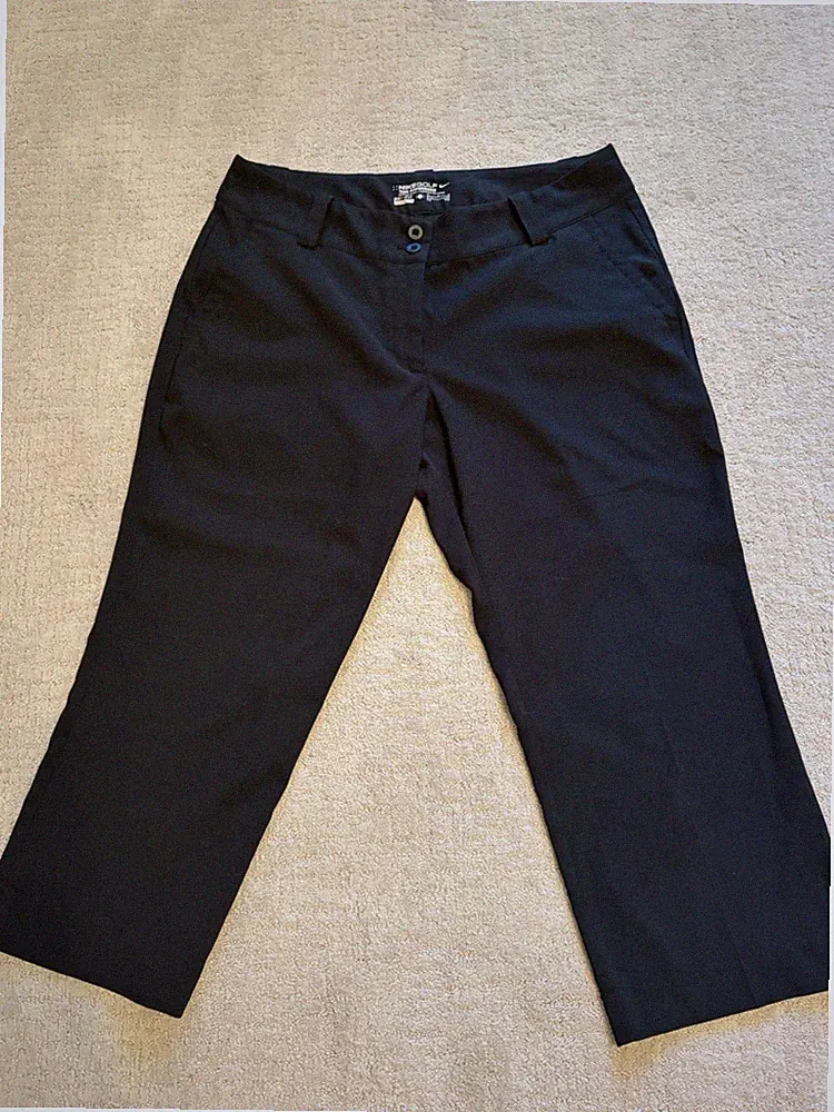 Nike Capri Pants Womens 10 Black Golf Tennis Dri Fit Tour Performance Athletic