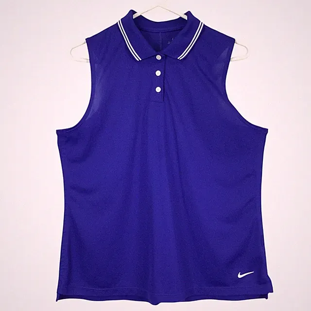 Nike Dri-FIT Sleeveless Polo Shirt Women Large Blue Golf Tennis Top Standard Fit